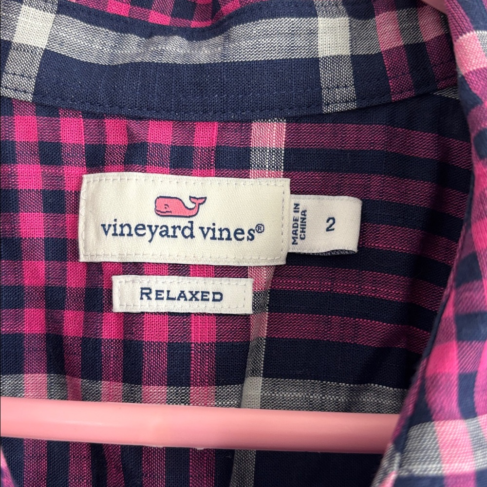 Vineyard Vines Pink and Navy Plaid Tunic - Picture 2 of 3